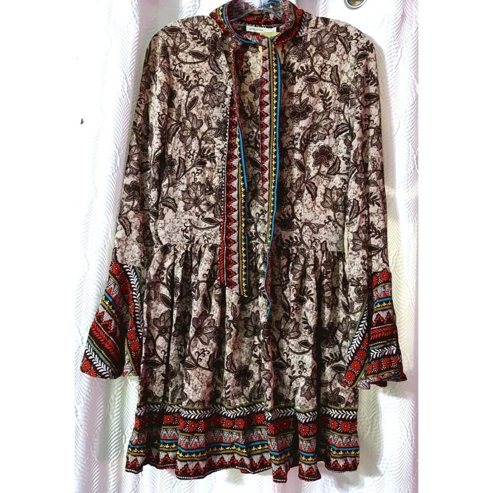 Catch Stitch Women's Dress Size Large Brown Floral Print Nwt Length 31"